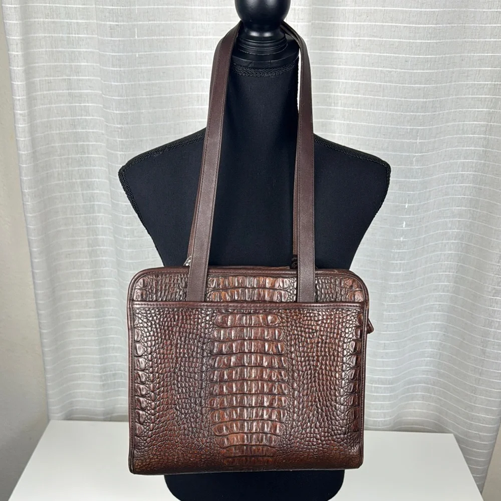 Vintage Brighton Leather /Faux Aligátor Structure Handbag Purse Travel Shoulder